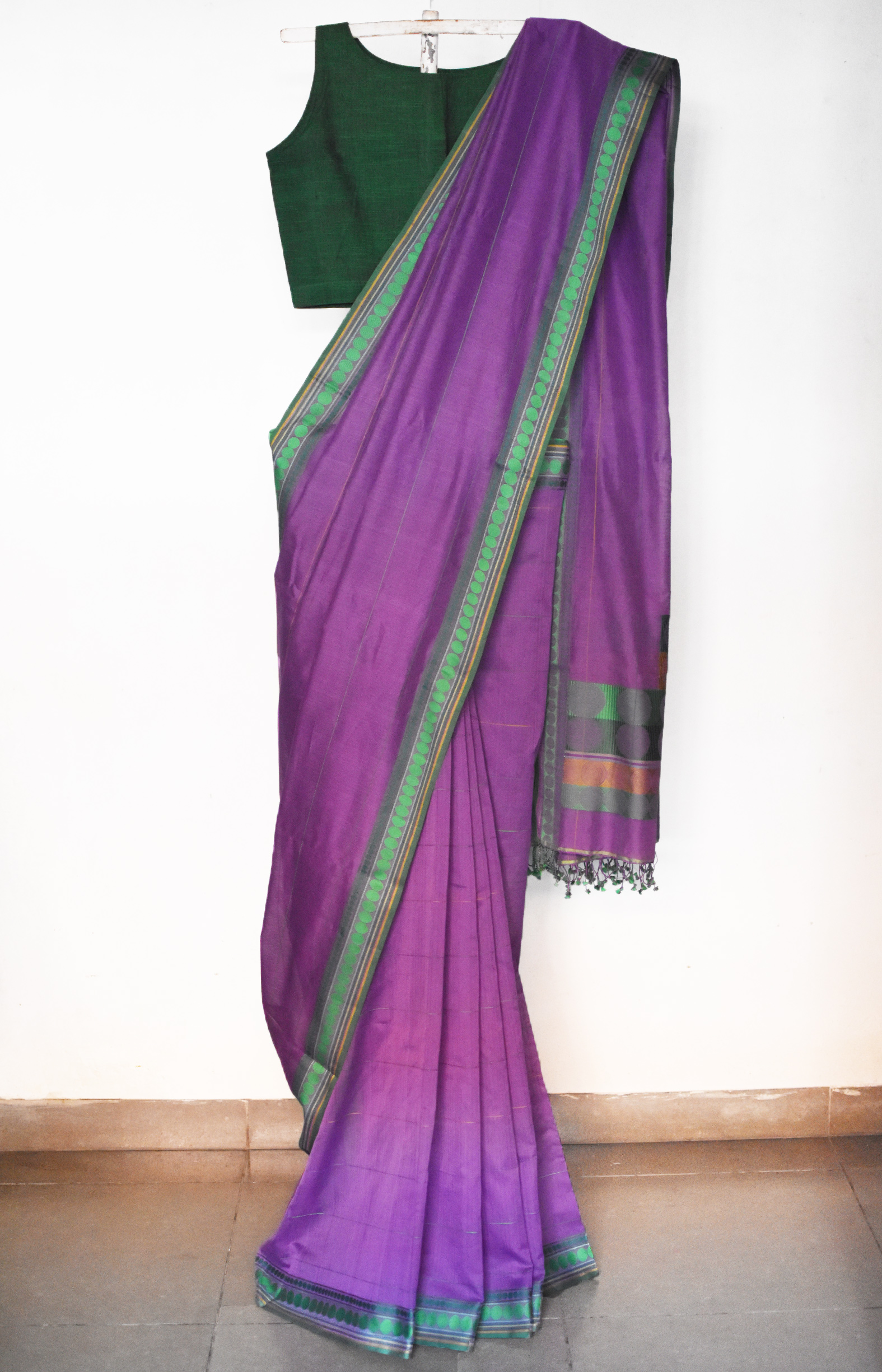 Purple, Handwoven Organic Cotton, Textured Weave , Jacquard, Work Wear, Saree 